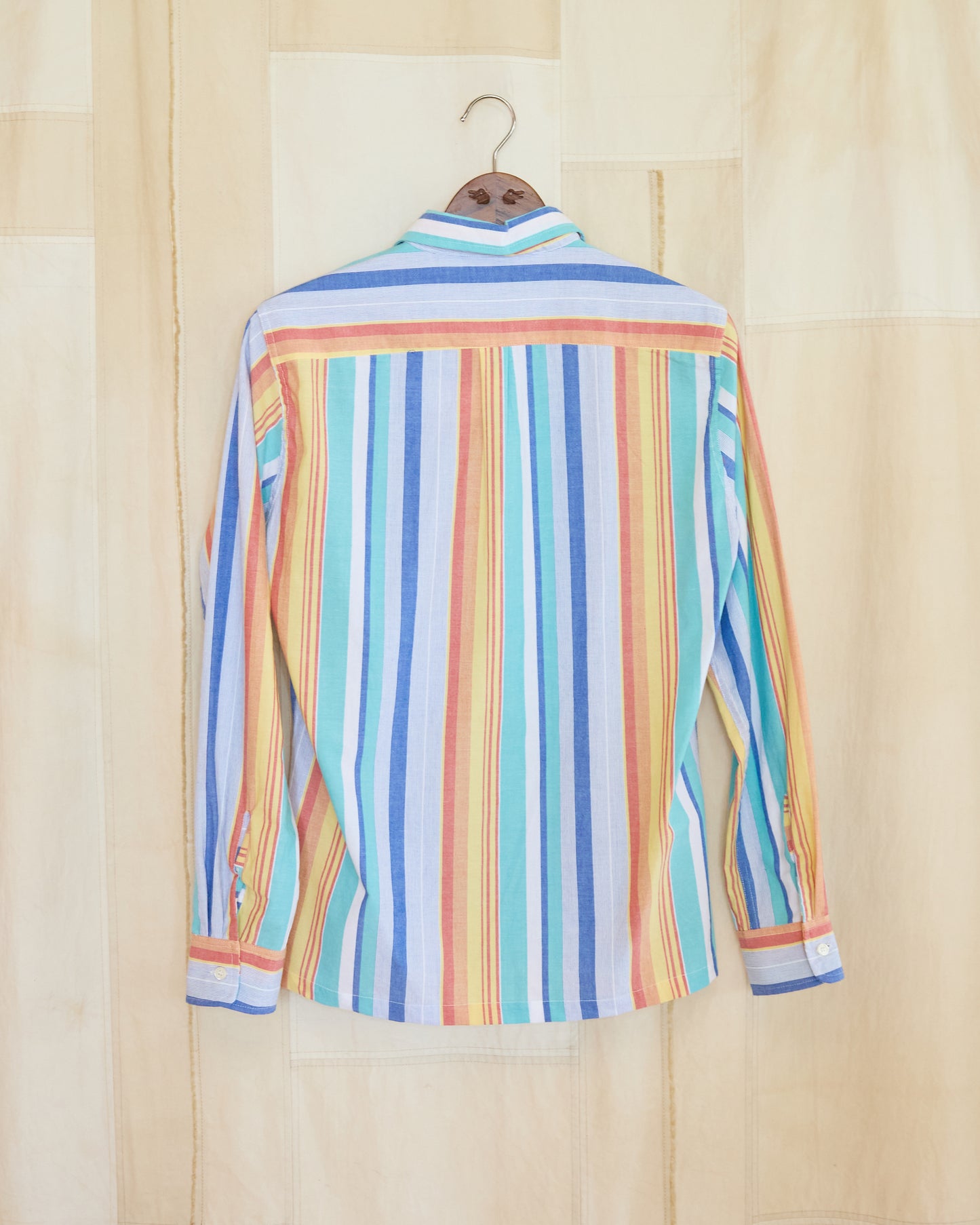 Classic Pinstripe Logo Shirt In Blue Orange