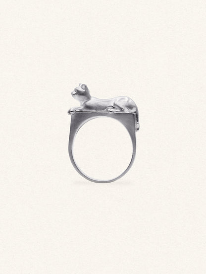 Conjoined Cats Ring In Silver
