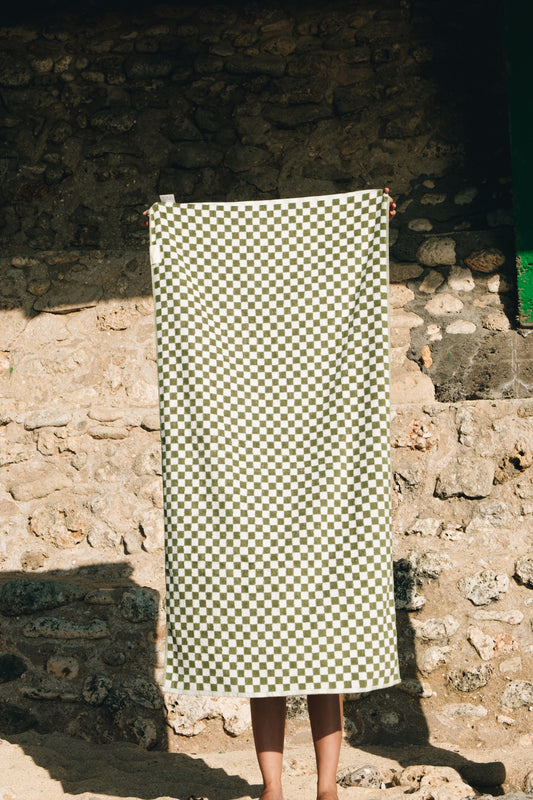 Checkered Green Bath Towel