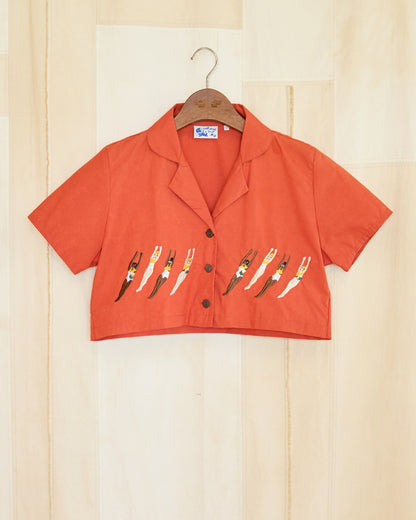 Adult Swim Girl Coral Cropped Shirt