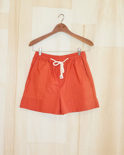 Coral Cropped Shorts With Strap