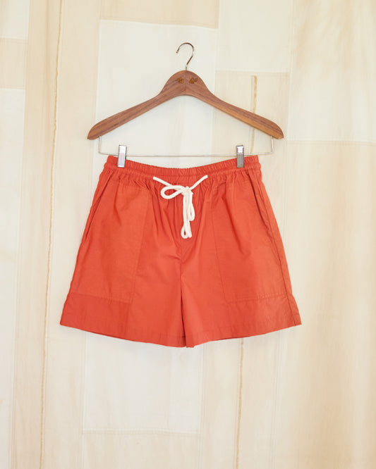 Coral Cropped Shorts With Strap