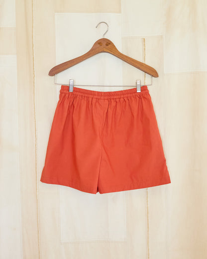 Coral Cropped Shorts With Strap