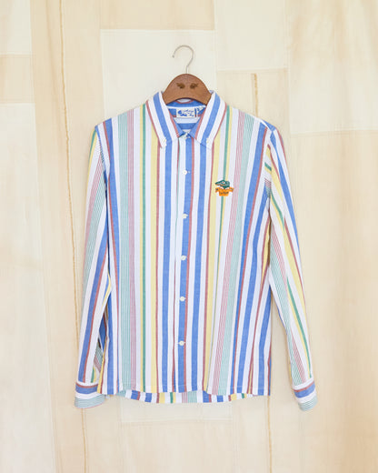 Classic Pinstripe Logo Shirt In Blue Yellow