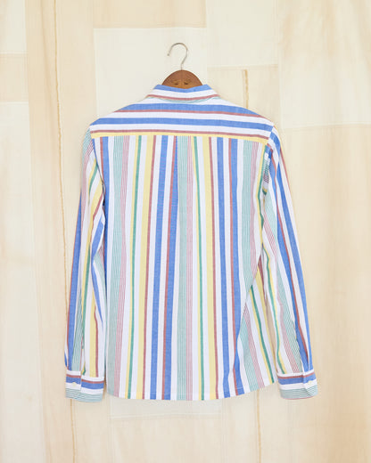 Classic Pinstripe Logo Shirt In Blue Yellow