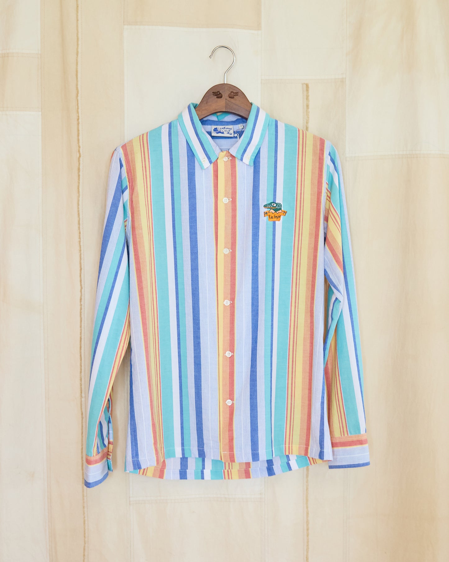 Classic Pinstripe Logo Shirt In Blue Orange