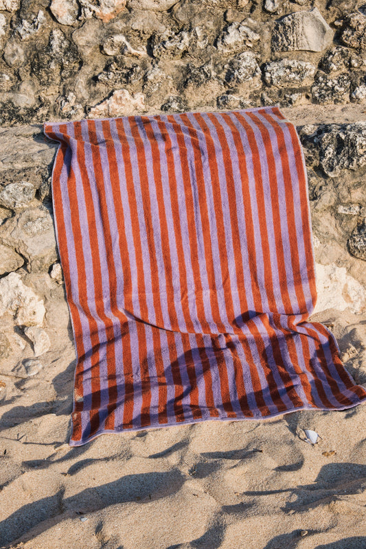 Purple Red Stripe Bath Towel